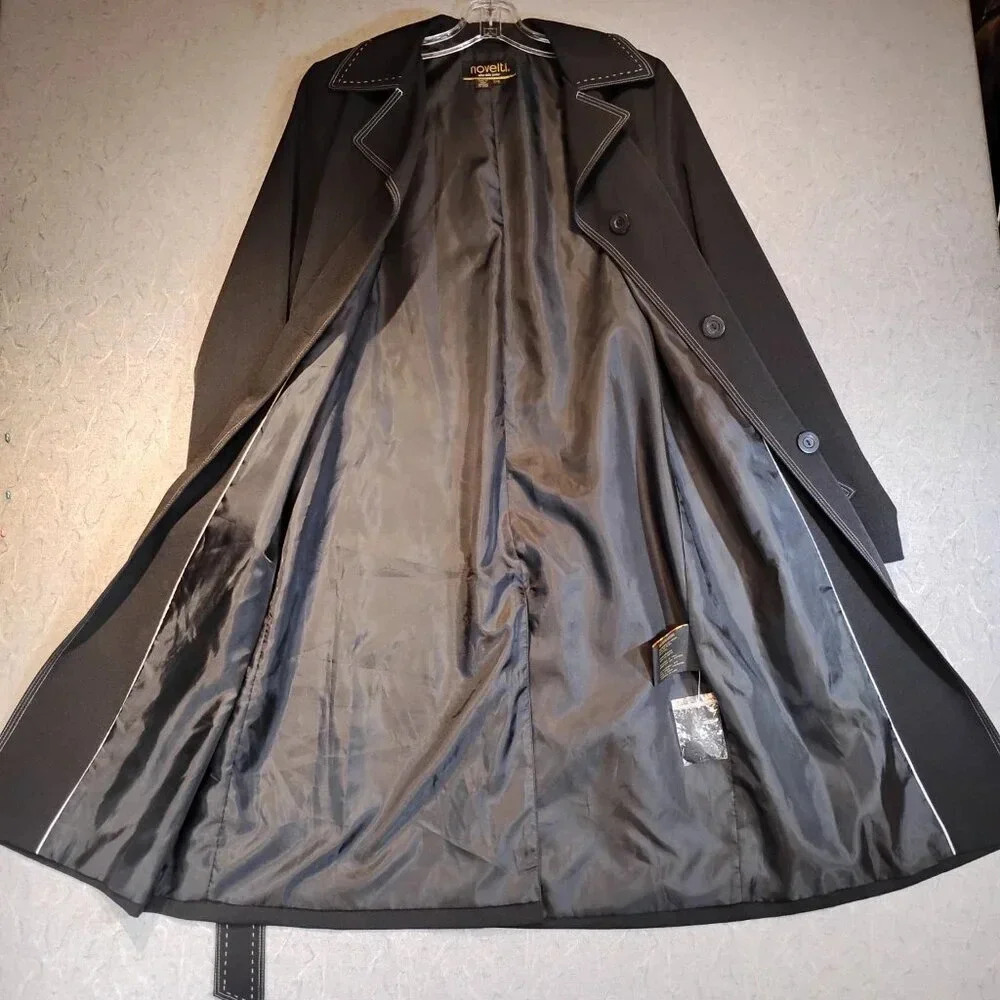 Novelti Adorable Junior NWOT Women's Black Full  Length Trench Coat in Size 7/8 - Picture 3 of 12
